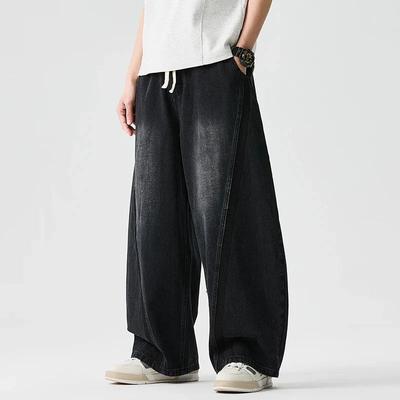 2026 Men Harajuku Denim Pants Men Casual High Street Slanted Pants Man Loose Hip Hop Wide Leg Pants Man Baggy Oversized Pants
