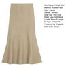 Women Fishtail Skirt High Waist Hip Wrapped Midi Skirt Solid Color Slim Fit Autumn Winter Knitting A-Line Skirt