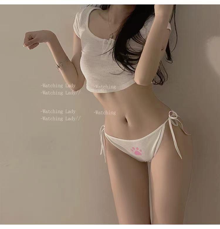 

Sweet Milk Paws: Japanese-Style Cute Paw Lace Cotton Briefs for Girls L [80-125 kg] білий