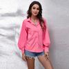 New Women Long Sleeve Blouse Button Down Collar Blouson Sleeve Shirt Solid Color Business Casual Tops Office Work Clothes Daily Wear Fashion S XL