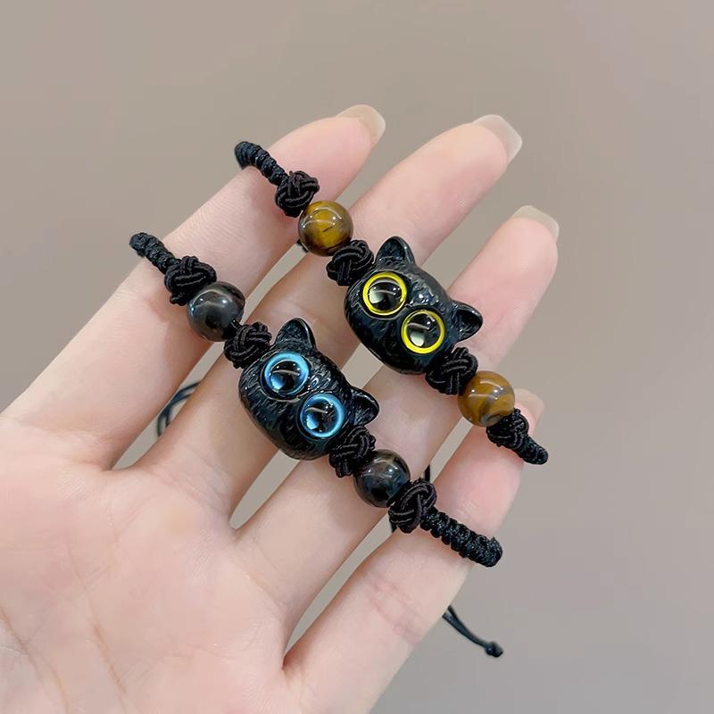 Cute Black Cat Braided Rope Bracelet Women Men Couple Bracelet Trendy Jewelry Gift