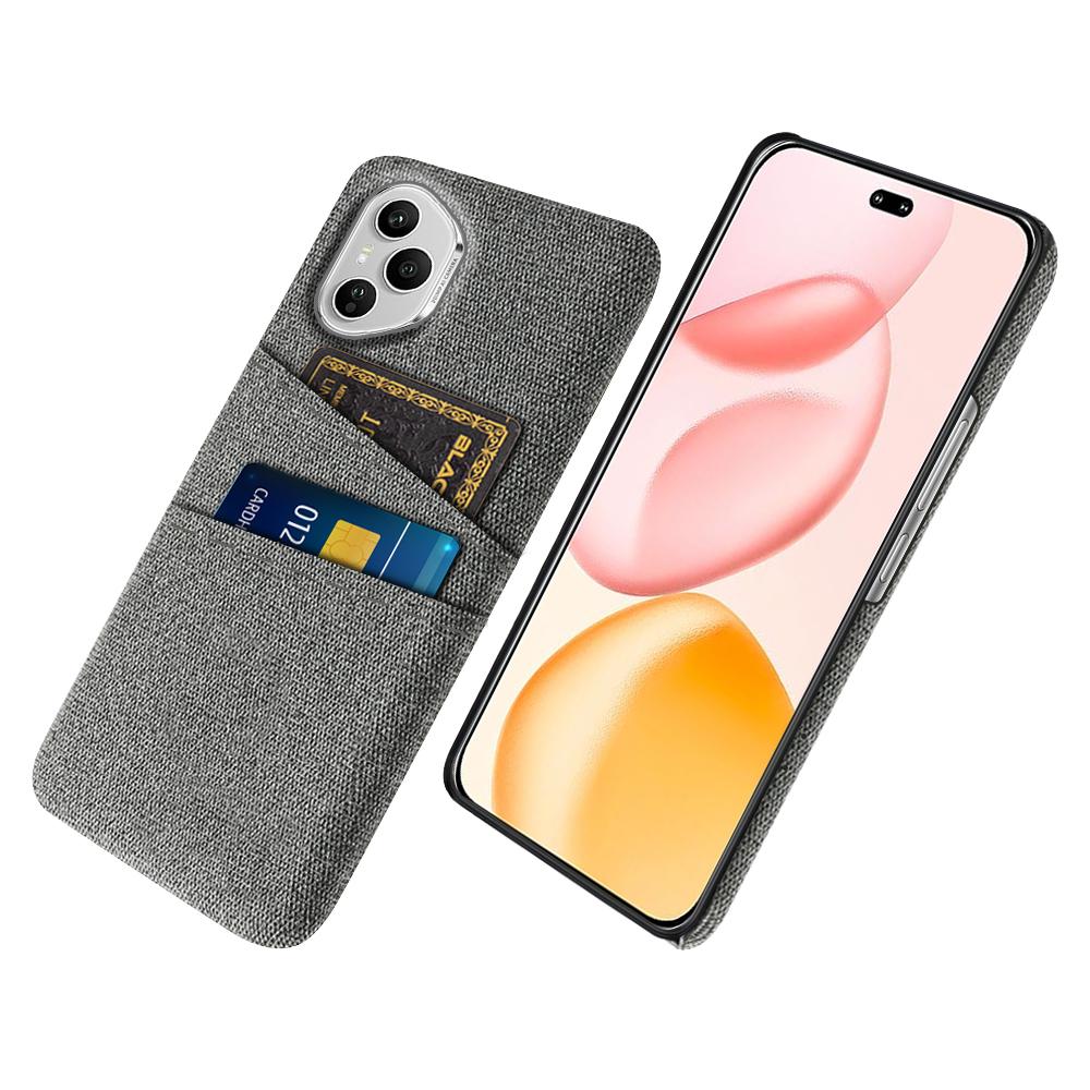 Für Honor 400 Pro 5G (Global) Hülle Stoff+Hartes PC Handyhülle mit Dualen Kartenfächern