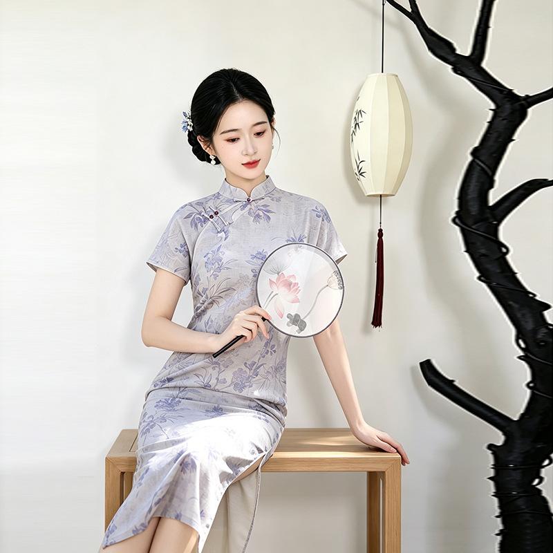 Purple Is Sent To Test the National Style, New Chinese Style, Daily Suzhou Long Cheongsam, Improved Young 1011 New Women's High Sense