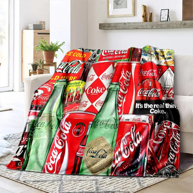 Christmas Gift Halloween Themed Cola Beverage Coca Cola Blanket Soft Home Furnishing Nap Decoration Four Seasons Warm Sherpa Blanket U18