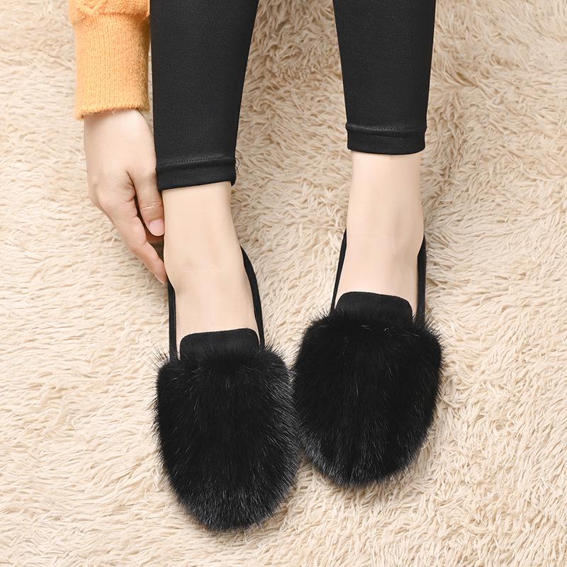 Mao Mao 2025 Korean Style Mink Fur Thick Sole Women's Winter Shoes - Versatile, Comfortable, Plus Velvet, Ideal for Pregnant Women