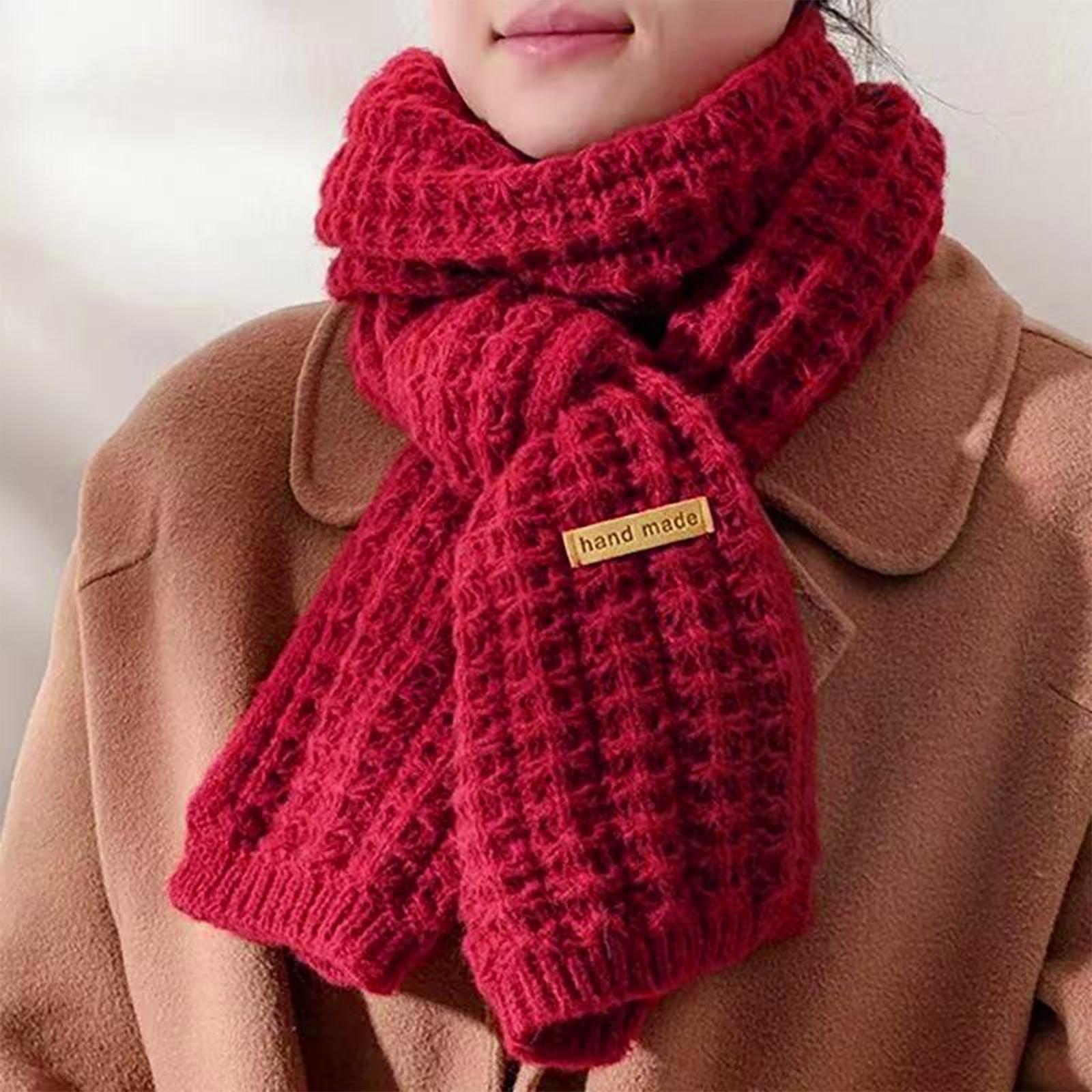 

Winter Knitted Scarf Versatile Thickened Warm Shawl For Women One Size винний