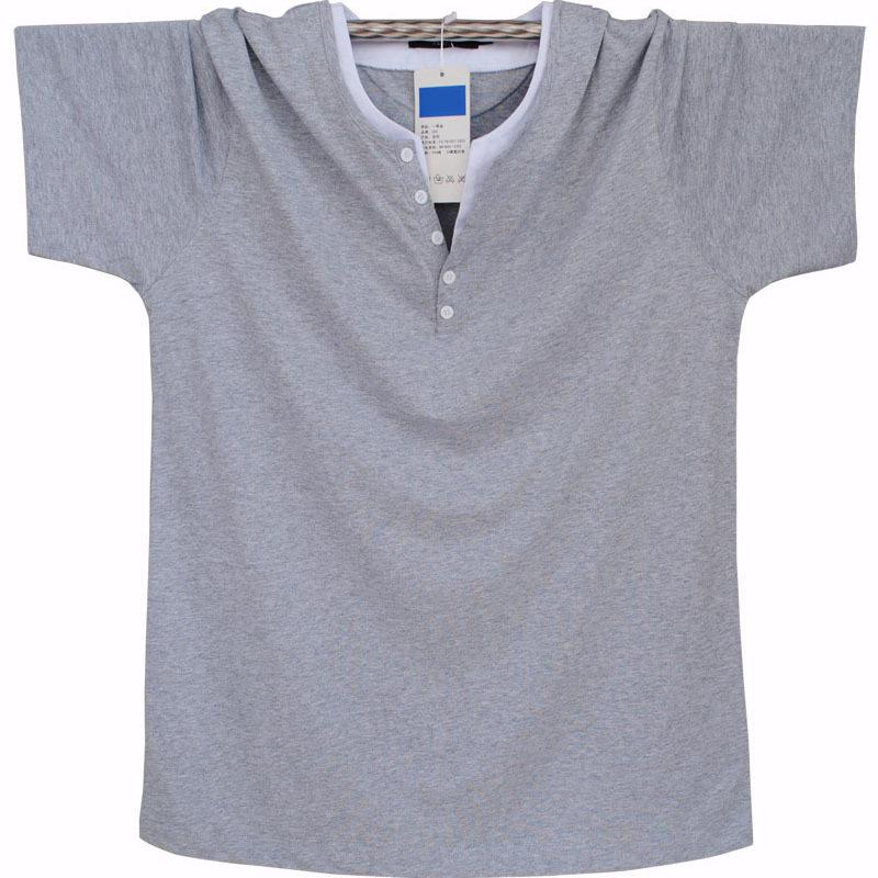 Men's 8XL Trendy V-Neck Short-Sleeve T-Shirt, Korean Style