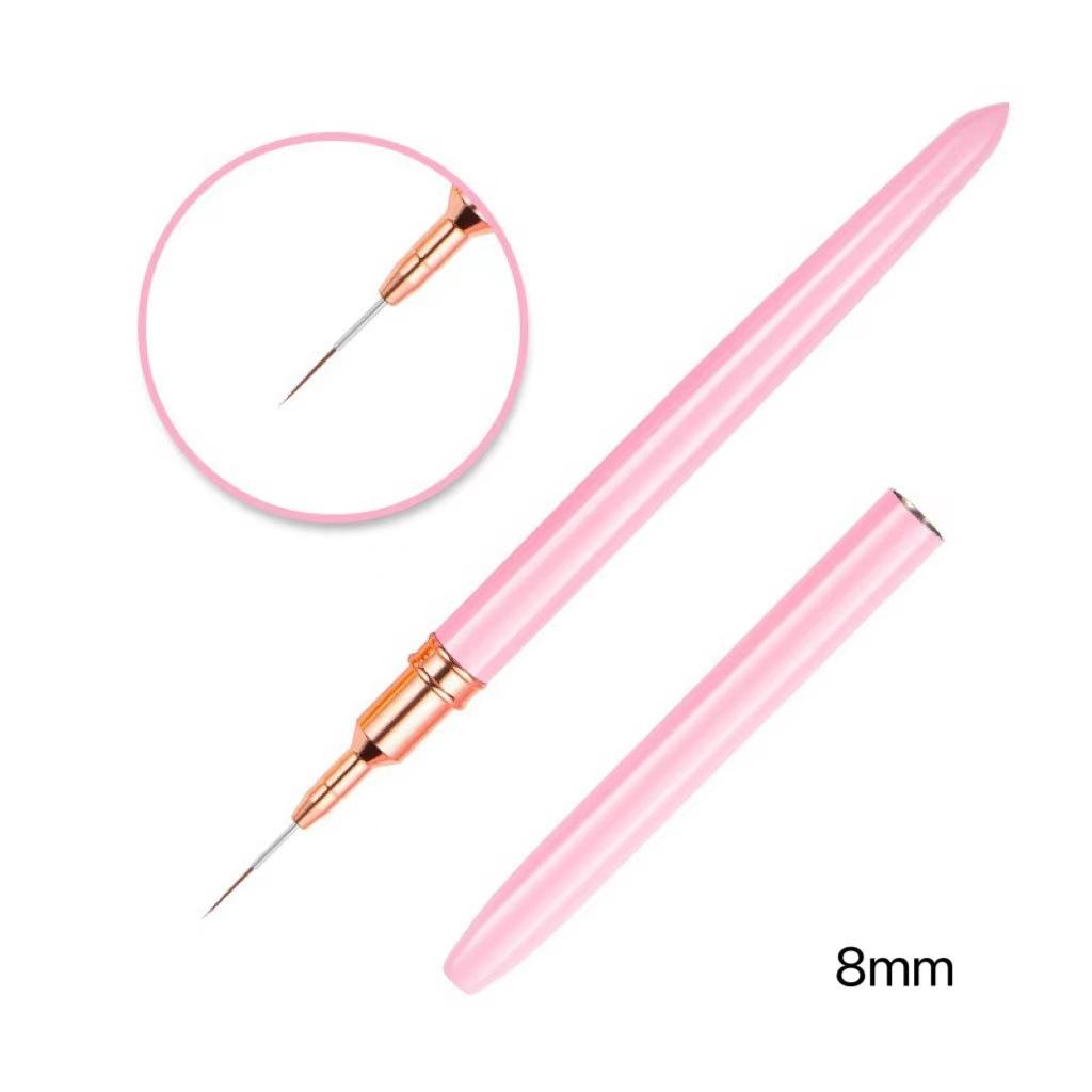 1Pcs French Stripe Nail Art Liner Brush Set Pink Tips Ultra-thin Line Drawing Pen Carved UV Gel Painting Brushes Manicure Tools