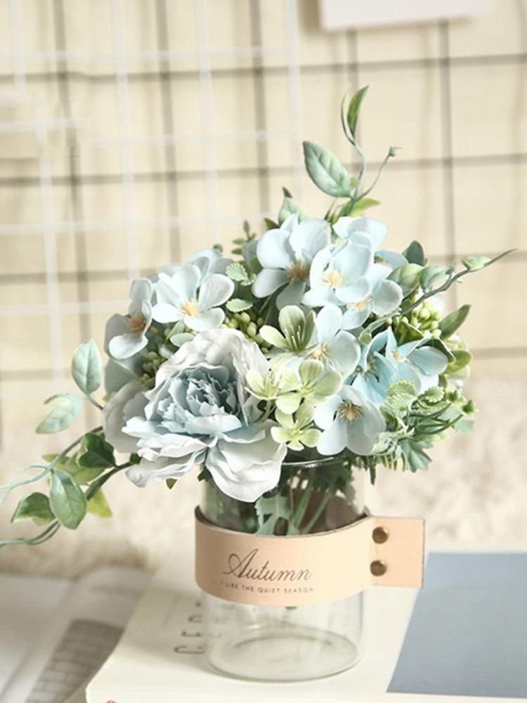 2 Bouquet Artificial Flowers Silk Camellia Peony Mini Wedding Flower Bouquet Home Party Decoration