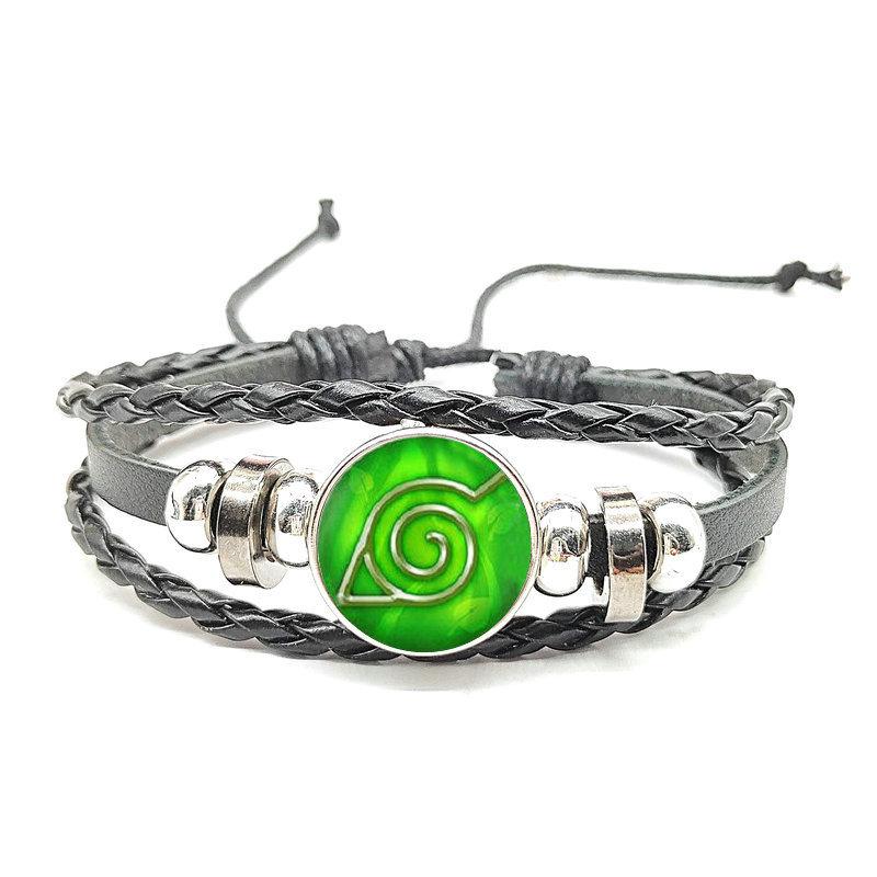Naruto Mori Style Time Gem Multi-layer Black Leather Bracelet