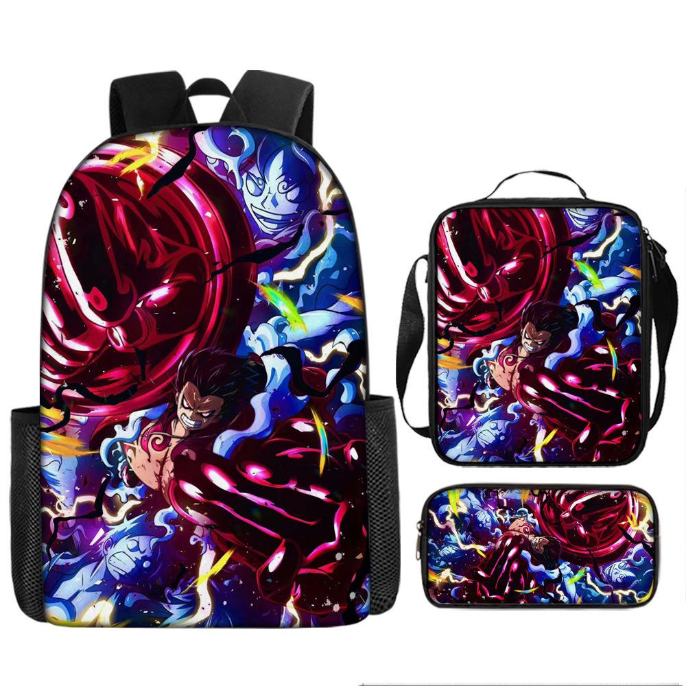 One Piece Cartoon Anime Rucksack Leichte Ergonomische Schultasche für Grundschüler Umhängetasche Federmäppchen Set