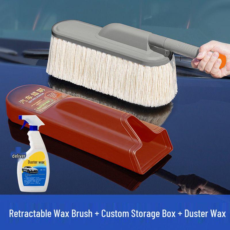 Car Dust and Snow Cleaning Brush with Retractable Rod