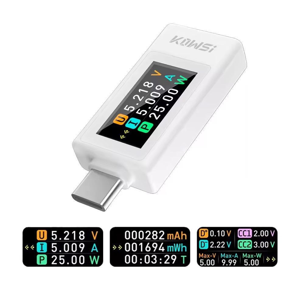 NEUER Typ-C-Tester 4-30V 0-8A Strom-Spannungs-Monitor Schnelllade-Spannungsmessgerät Leistungsmesser mit Ausschalt-Speicherung