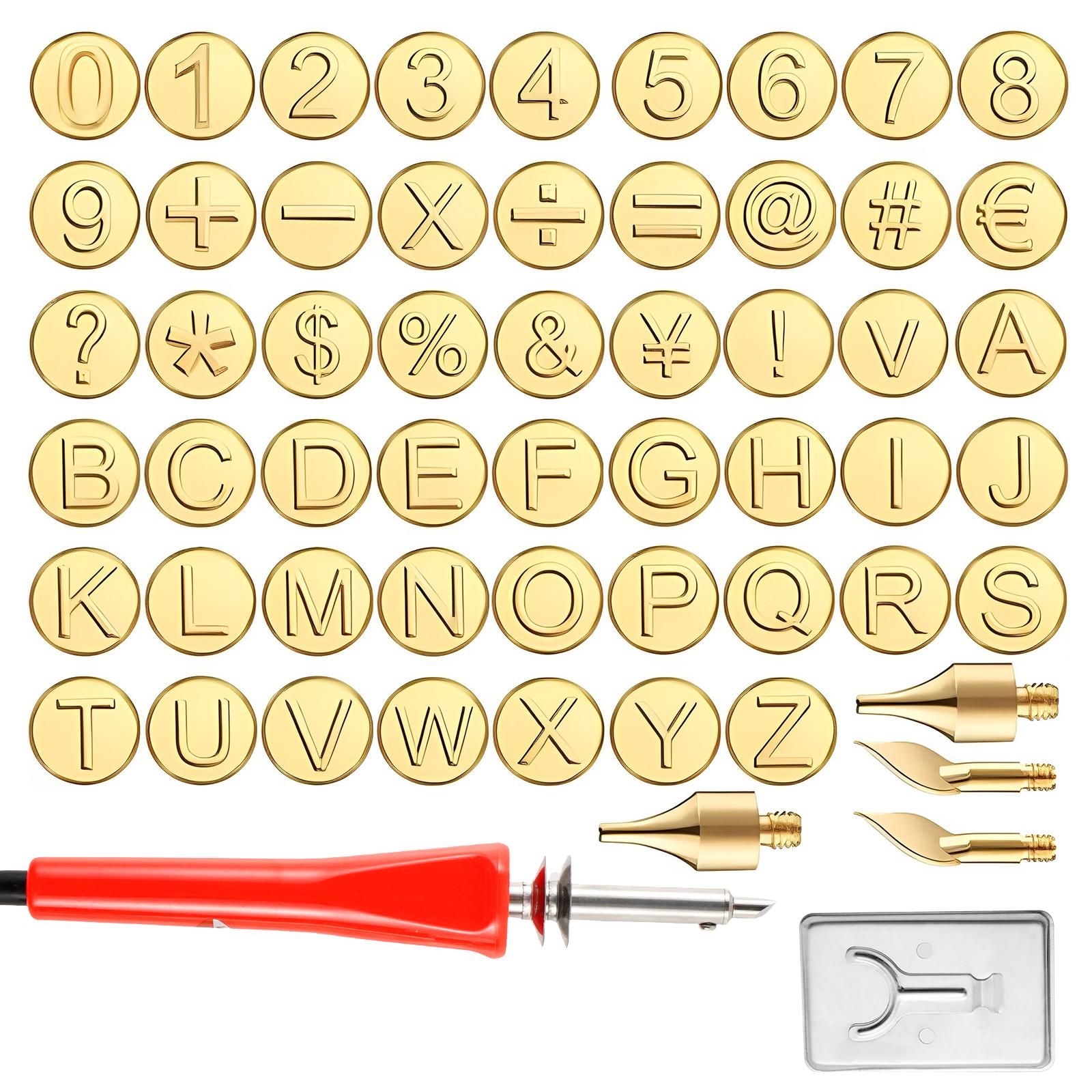

26 Letters and Number Soldering Iron Stencils Wood Burning Tip Set DIY Embossing Carving Head for DIY Crafts Wood Leather Solder