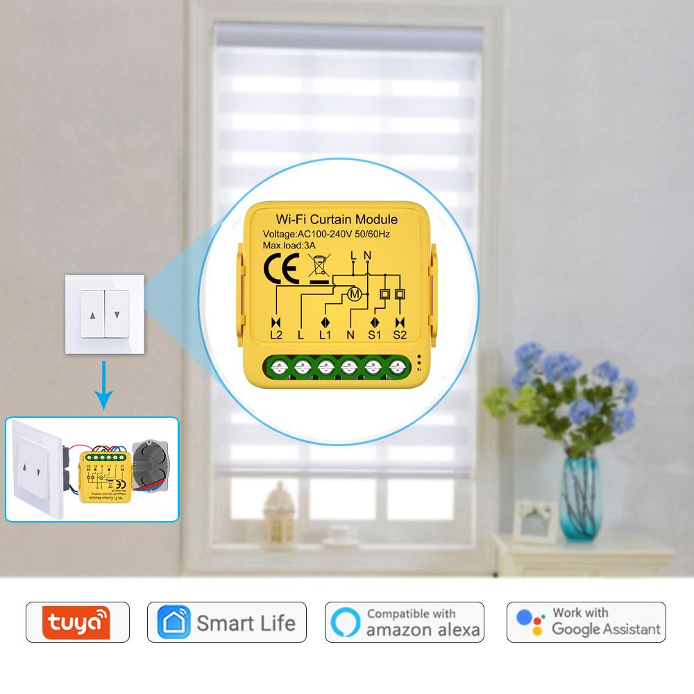 

Tuya WIFI Intelligent Curtain Module Louver Switch Electric Motorized Curtain Roller Shutter Control Switch APP Remote разноцветный