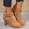 Fashion Block Heels Fashion Womens Shoes 2024 Open Toe Large Size Female Sandal Chunky Luxury Peep Low New Comfort Big Girls Beige