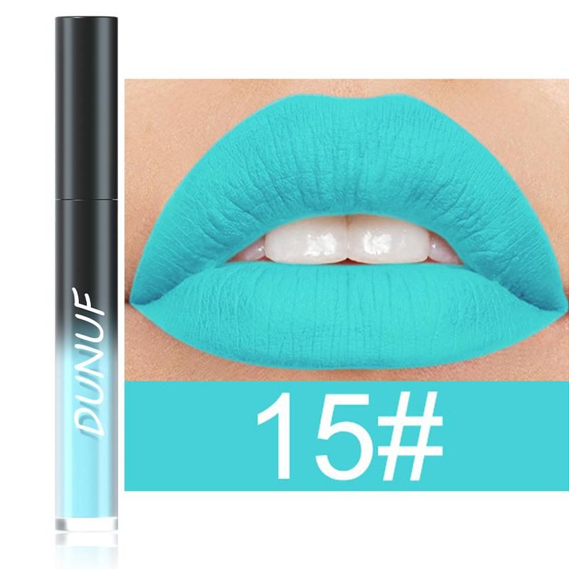 24 Mat Paarse Lipgloss Waterdicht Zwart Blauw Groen Matte Lip Tint Make-up Wijnrood Lippenstift Langhoudend Halloween Cosmetica 3.5ml