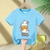 Cute Cat Graphic Kids Tshirts Summer Short Sleeve Tees Cartoon Animal Boys Girls Clothes Kawaii Kitten Tops Y2K Children Tshirt