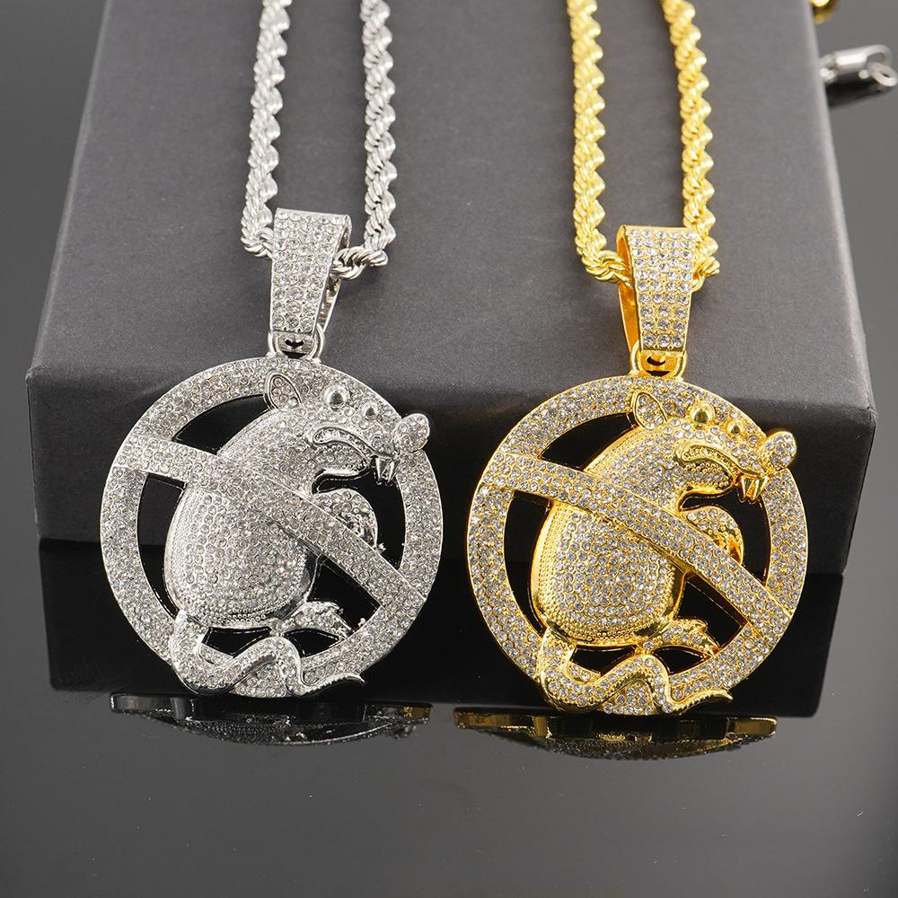 New Hot Selling Unique Mouse Pendant Necklace for Both Men and Women, High-end Fashion Hip-hop Jewelry