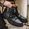 Fashion Men's PU Leather Chelsea Boots 2025 Fashion High-top Tassel Zip Shoes Spring Autumn Ankle Boots for Men Comfort Business Boots