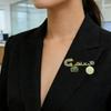 Modern Letter Shaped Brooch Pin Alloy With Turkish Cultural Charm Elegant Look Delicate Versatile Chest Pin