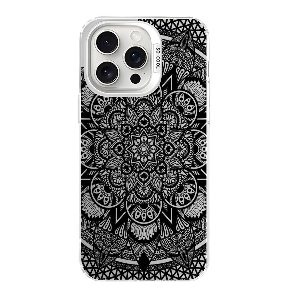Mandala Totem Pattern Floral Case for iPhone 16 11 12 13 14 15 Pro Max XR 8 Plus Anti-Scratch Dual Layer Hard IMD Plastic Cover