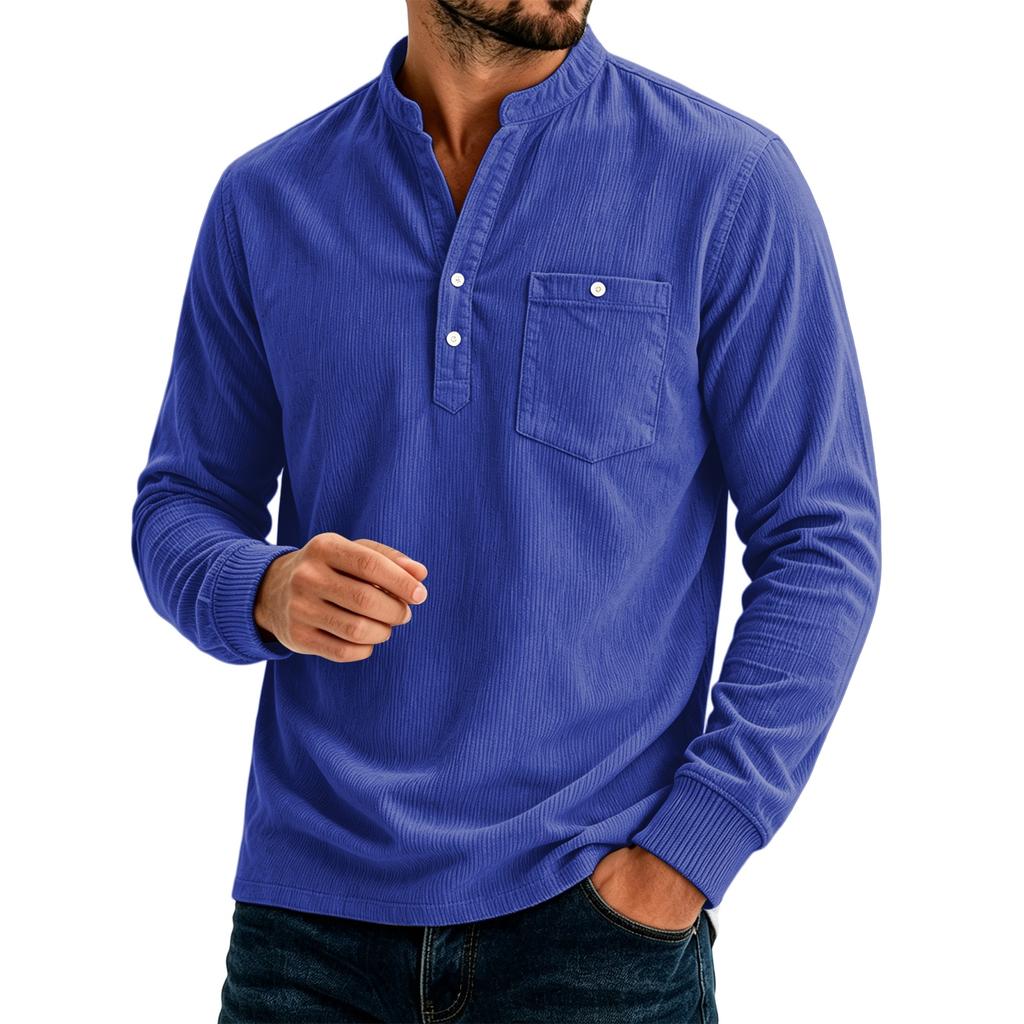 Men's Casual Loose Fit Color Shirt with Pockets for Everyday Wear
