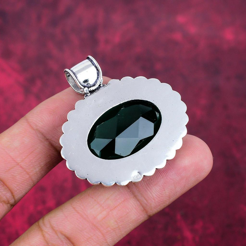 Chrome Diopside Handmade Gemstone Pendant, 925 Solid Sterling Silver Pendant, Unique Design Jewelry Pendant