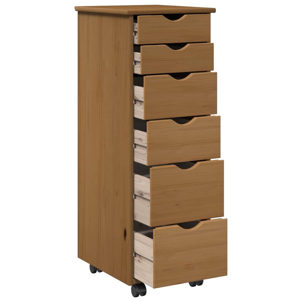 Rollcontainer Honigbraun 34 x 39 x 93,5 cm Massivholz Kiefer