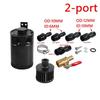 Aluminum Racing Baffled Oil Catch Can Tank 2-Port Reservoir with Drain Valve Breather Cylinder Filter Kit for GM OCC-1023A