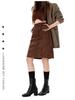 American Retro Suede Women's High Waist Slimming Bodycon Skirt for Autumn/Winter 2025