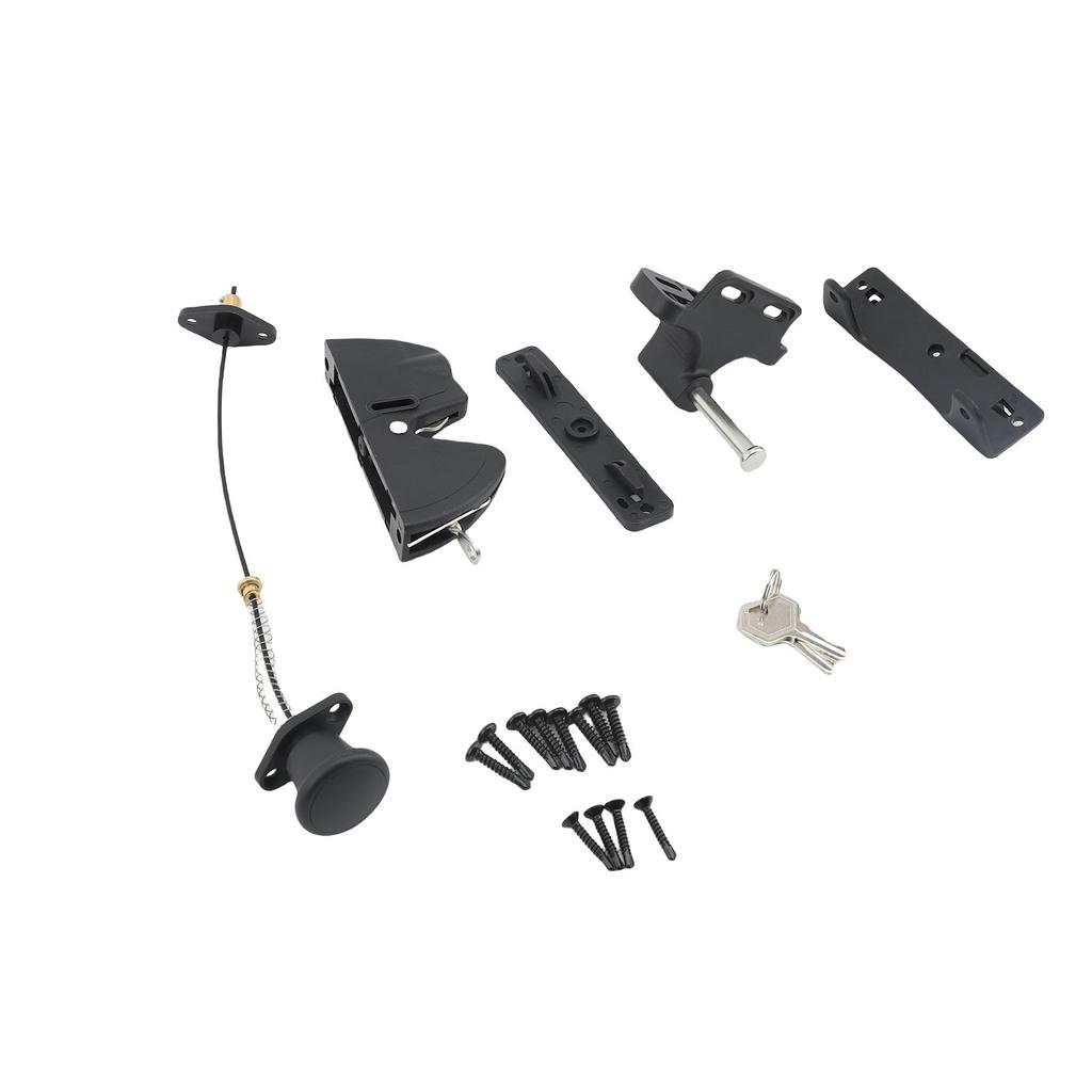 Gate Latch with Spring Cable Pull Key Lockable Fence Gate Latch for 2 Sided Gate Wooden Fence Gate
