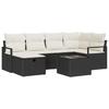 7 Piece Sofa Set with Cushions Black and Cream Poly Rattan