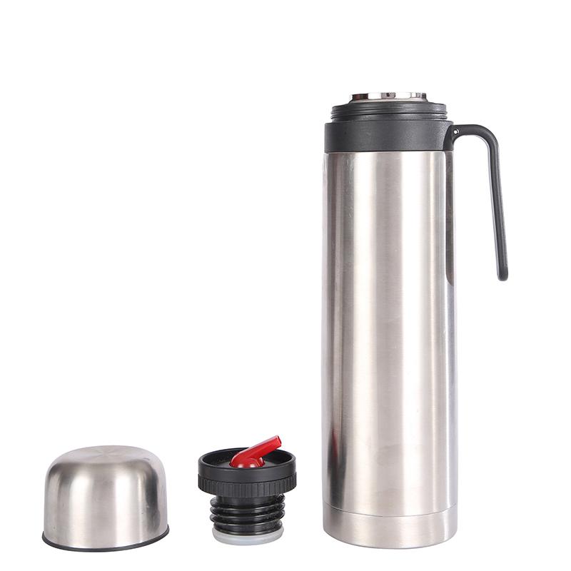 Thermos Coffee Pot Stainless Steel Hot Water Kettle with Handle Gourd-shaped Companion Cup with Straw Spoon Portable Travel Pot