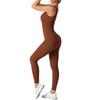 Fitness Yoga Clothes Knitted with Chest Pads Threaded Trousers Jumpsuit Solid Color Seamless Sportswear Jumpsuit Customization