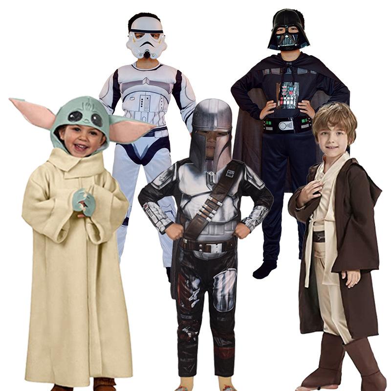 Halloween Black Soldier White Soldier Star Wars Jedi Knight Kids Cos Yoda Mandalorian Onesie