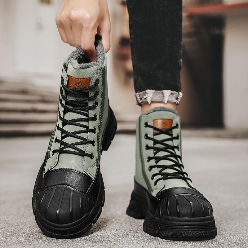 Winter Boots for Men lace up Comfort Men's casual Sneakers Shoes Autumn Outdoor Shoes Brands 2024 with fur Ankle Boots Shoes