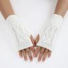 Women's Half Finger Gloves Are Soft and Warm In Winter Wool Like Knitted Arm Gloves and Neutral Black and White Gloves