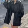 Korean Women's Stylish Single-Breasted Faux Leather Lapel Jacket - Autumn Loose Fit Coat