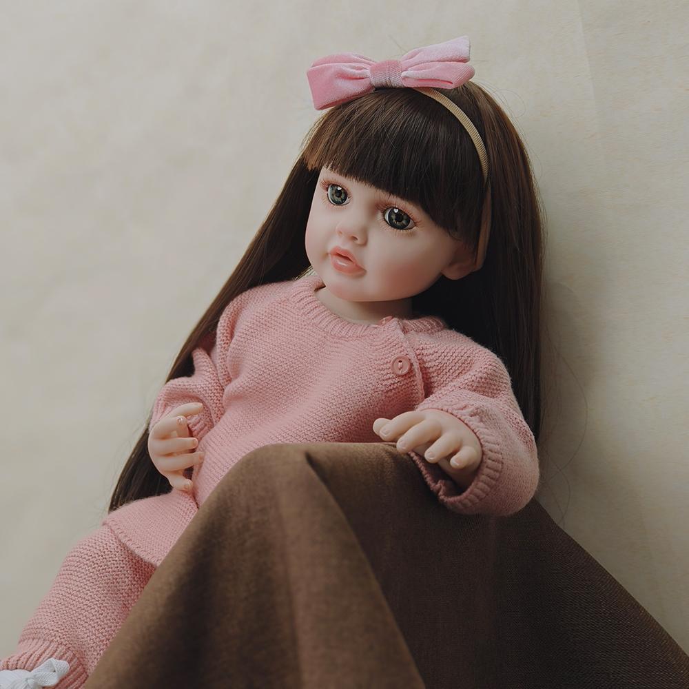 

55 см мягкая силиконовая виниловая игрушка для всего тела, кукла Reborn для маленьких девочек, Бетти, реалистичный парик для новорожденного, подарки для детей, игрушки 55cm
