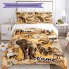 Elephant Herd Customize Your Name Bedding Set Breathable Duvet Cover With Pillowcases Decorative Bed Linen For Bedroom Home Decoration Birthday Gift