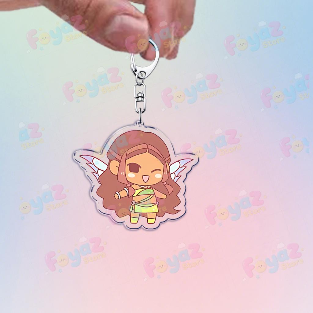 Cartoon Pixel Fairy Keychains for Accessories Bag Charm Stella Musa Tecna Magical Girl Fairies Keyrings Jewelry Friends Gifts