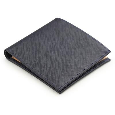 Peněženka z pravé kůže s dvojitým překládáním, vyrobená v Japonsku, s reliéfní hovězí kůží, tmavě modrá [Abies] (Základní kůže)