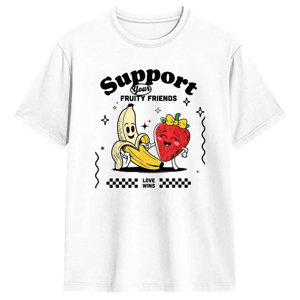 Support Your Fruity Friends Lgbtq Tolerance Rainbow Flag T Shirt Unisexs Classic Tshirts Summer Crew Neck Harajuku Tee Shirt