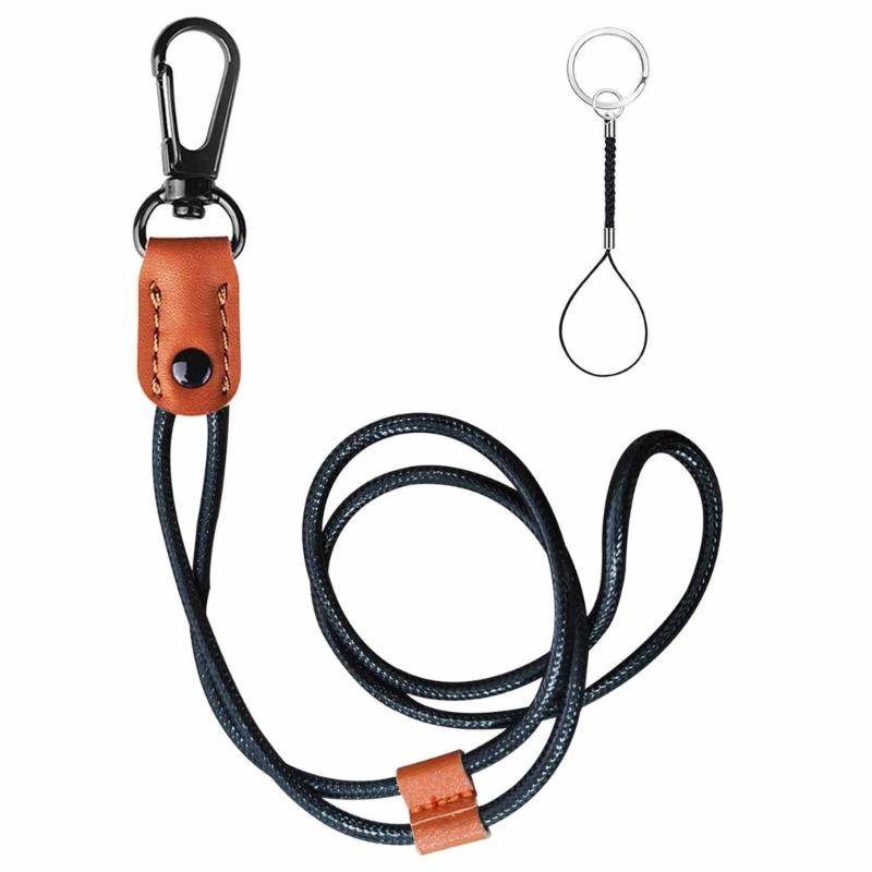 

Шейный ремешок с металлическим зажимом, держатель для телефона, камеры, ключей, брелок-ремешок для студента, учителя, женщины, мужчины коричневый