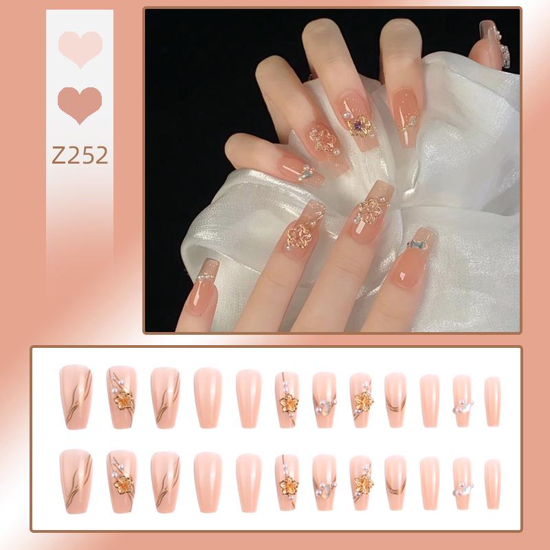 

Three-Dimensional Cherry Blossom Wearable Nail Stickers Set - 24 Pieces of Elegant False Nails Glue Edition