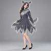 Hooded Wolf Dress with Furry Trim Adult Outfit Faux for Stage Performances