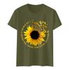 Sunflower Ladies Cute Print Short Sleeve Round Neck Front Shoulder Vintage Short Sleeve Summer Loose Shirt Top