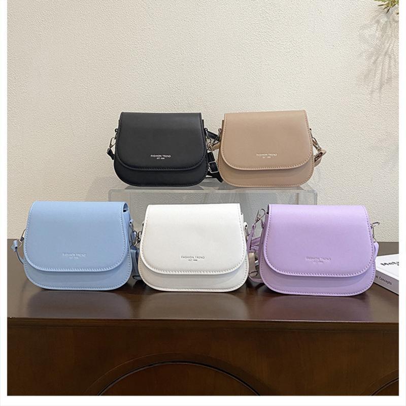 Shoulder Bag Waterproof PU Leather Simple Solid Color Flap Crossbody Messenger for Daily Commute Travel Shopping