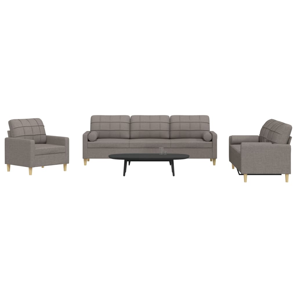 Vidaxl 3-Cz. Relaxation Set With Cushions, Taupe Color, Fabric